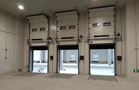 Portas seccionais isoladas de aço para garagem industrial 380 V automáticas com controle remoto