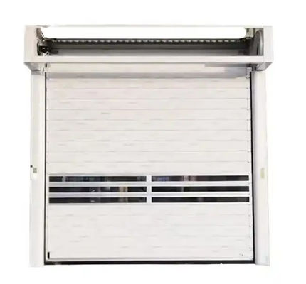 Porta espiral de liga de alumínio de design moderno controlada por PLC 0,8m/s Velocidade de abertura e fechamento 0,75KW Potência do motor