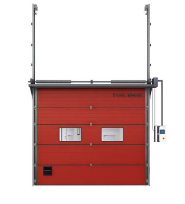 Porta seccional industrial automática de elevação de ruído branco reduzindo o ruído superior com alça trancada e design resistente ao vento