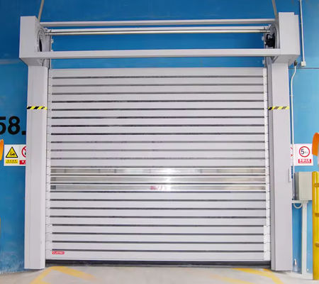 Porta espiral de velocidade controlada por PLC Liga de alumínio Construir 0,8 m/s Velocidade de abertura Porta de rolha industrial de metal