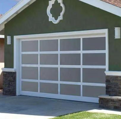 Porta de garagem seccional de liga de alumínio à prova d'água com painéis de vidro