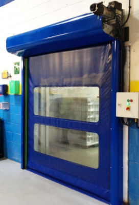 Porta de rolos rápidos com isolamento térmico de baixa manutenção com armazenamento automático de aço inoxidável 304