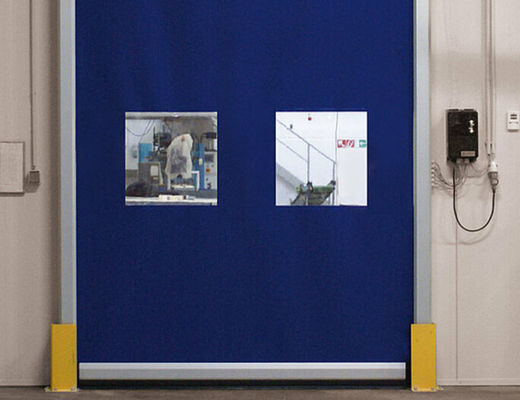 Porta de rolos rápidos de baixa manutenção Estrutura de aço de alta resistência à intemperismo Porta de logística automática de alta velocidade