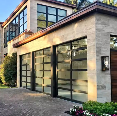 Portão de garagem seccional de vidro transparente para casas residenciais