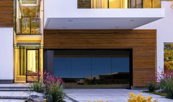 Portão de garagem seccional de vidro transparente para casas residenciais
