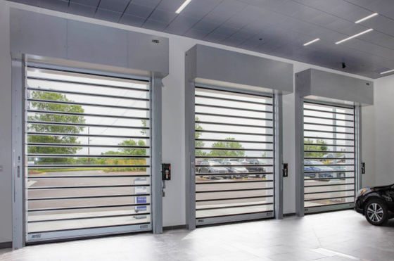 Garagens de estacionamento Indústria Rápido Rígido Alumínio Transparente Porta Espiral de Alta Velocidade Eficiência de segurança personalizada