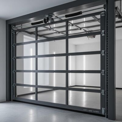 Porta seccional de alumínio transparente de alta segurança com estanqueidade à água classe 3 para garagens modernas