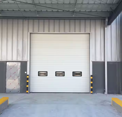 High Speed 0.4m/s Insulated Sectional Overhead Door 42mm PU Sandwich Panel R-Value 13.73 Energy Efficient