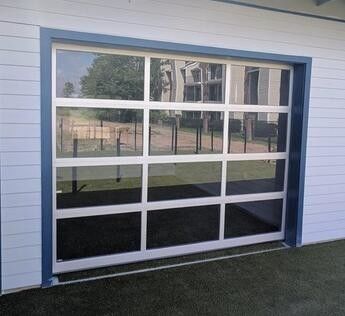 Portas de vidro de alumínio expulsas da garagem do quadro, portas de vidro modernas da garagem