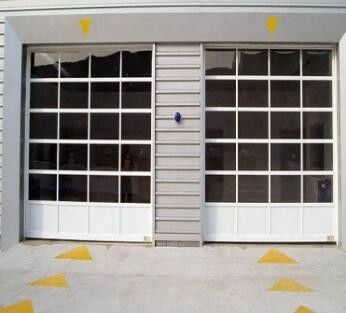 Pulverize portas de alumínio de vista completa da garagem da porta secional de alumínio transparente aérea de alumínio revestida da porta
