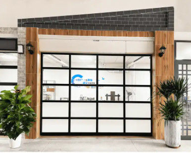 Porta superior seccional de alumínio revestida em pó com vista completa para portas de garagem