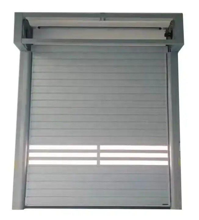 Porta em espiral de alta velocidade de liga de alumínio com sensor fotoelétrico 220V/50HZ Fornecimento de energia para oficina com superfície finalizada