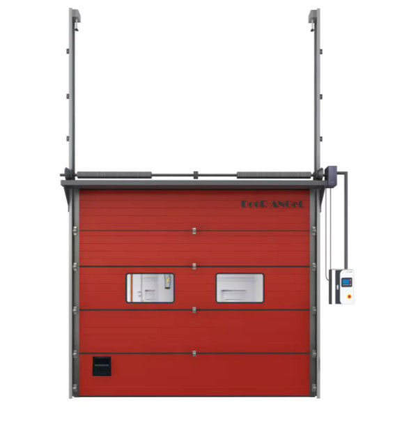 Porta seccional industrial automática de elevação de ruído branco reduzindo o ruído superior com alça trancada e design resistente ao vento