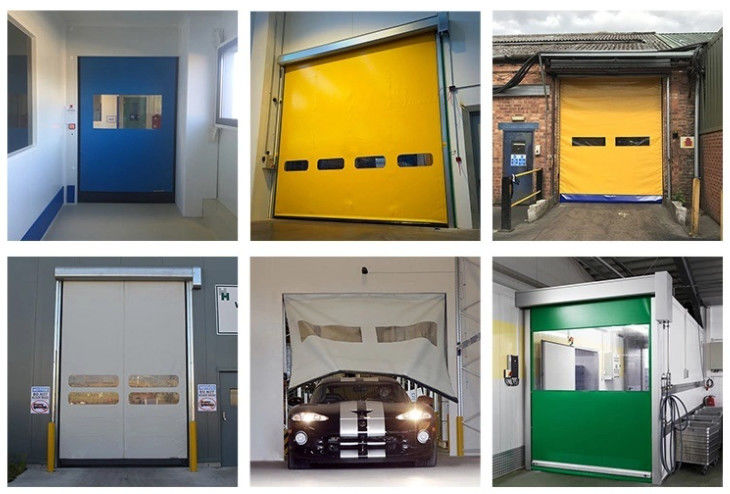 Estrutura de aço pesado portas de rolos rápidos com fecho com isolamento térmico tecido de PVC automático flexível