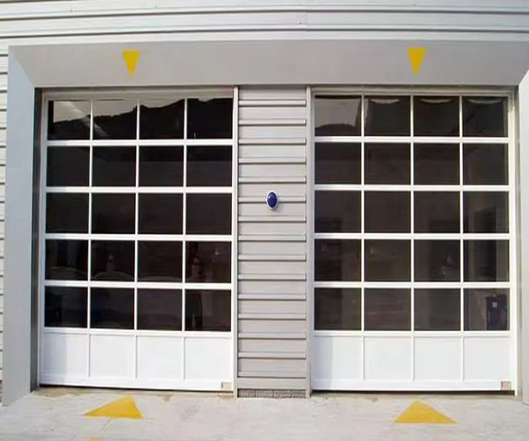 Porta de garagem seccional de liga de alumínio à prova d'água com painéis de vidro