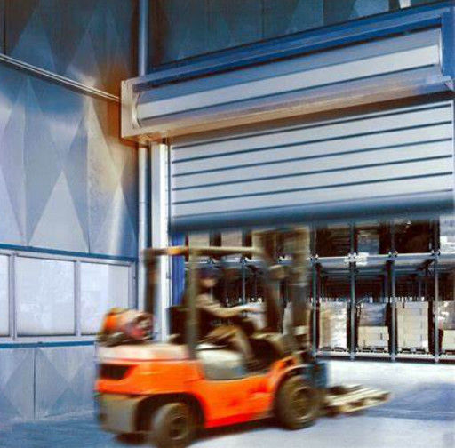 Portão rápido de alumínio transparente porta espiral de alta velocidade com 0,8m/s velocidade de fechamento e 0,8m/s velocidade de abertura